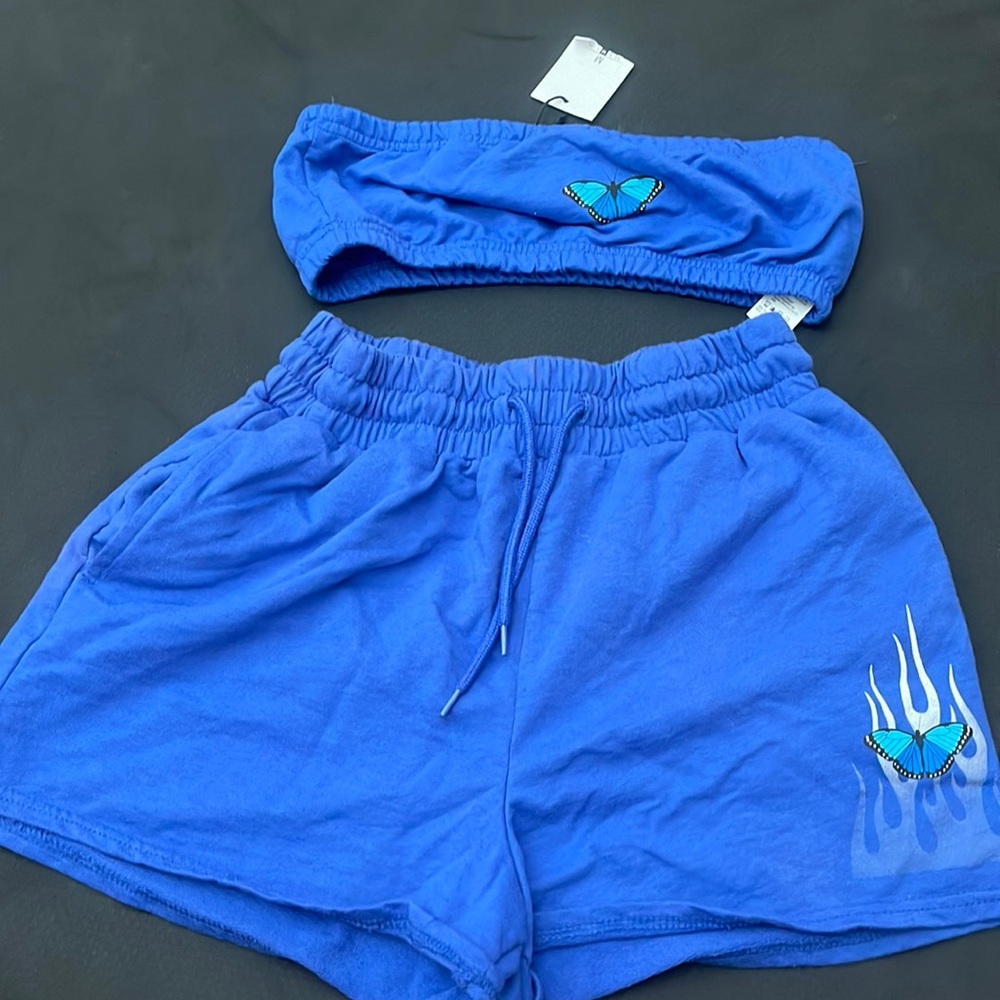 Blue short set
